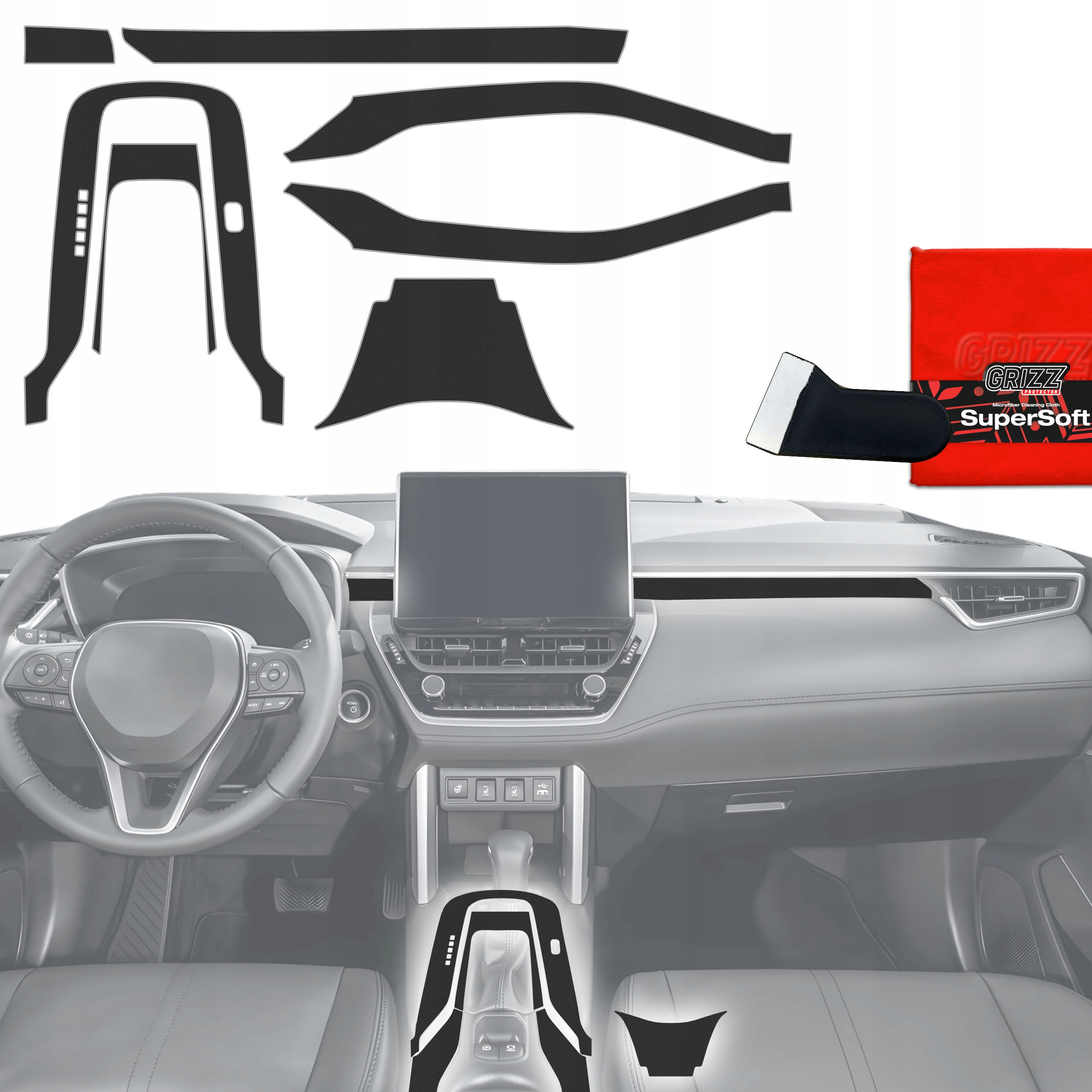Fólie do interiéru Toyota Corolla (2019-2025) Grizz 7v1 Černá Proti otiskům
