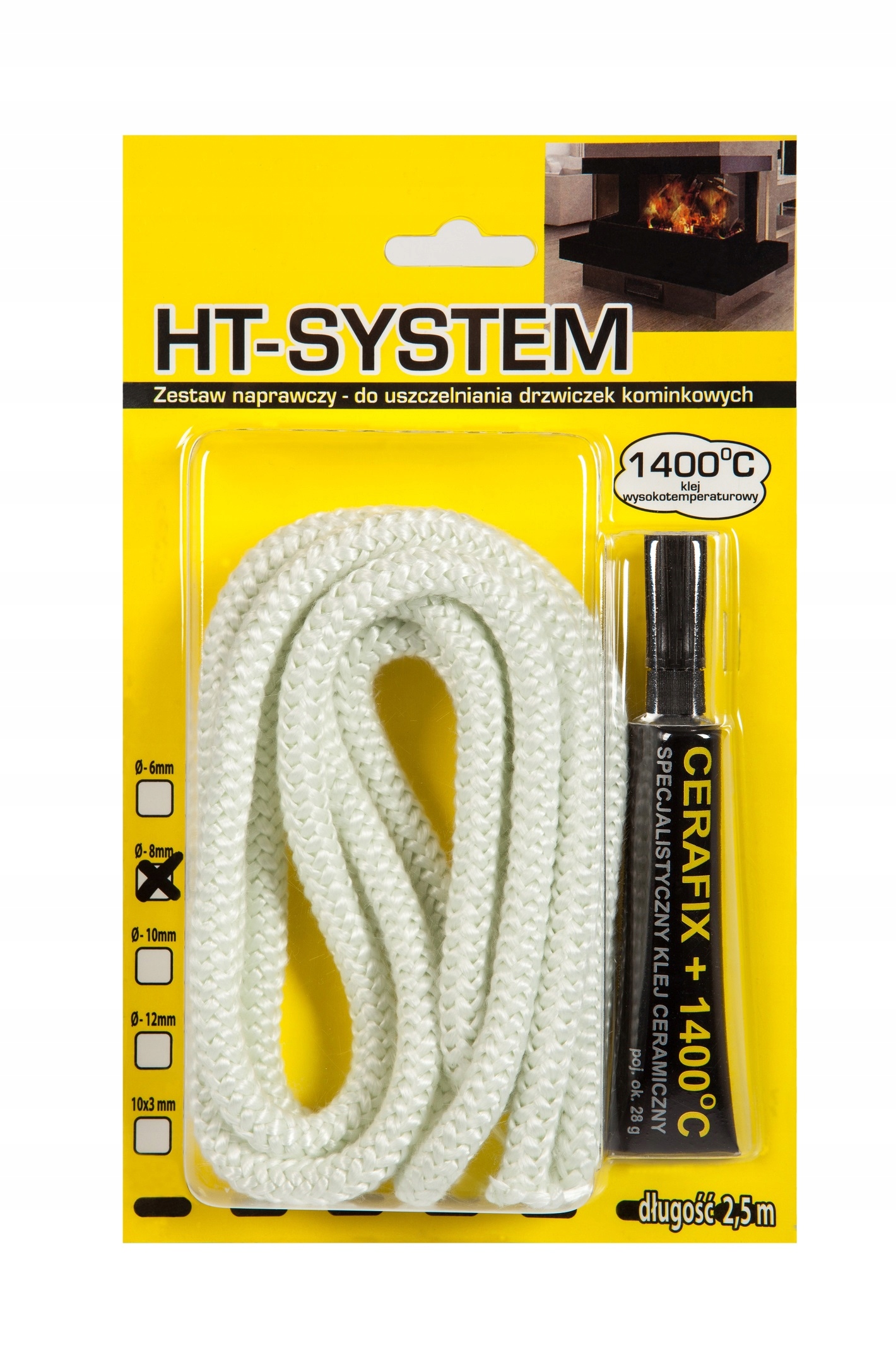 

Zestaw Naprawczy Kominka, Pieca Klej Sznur Ø8 MM