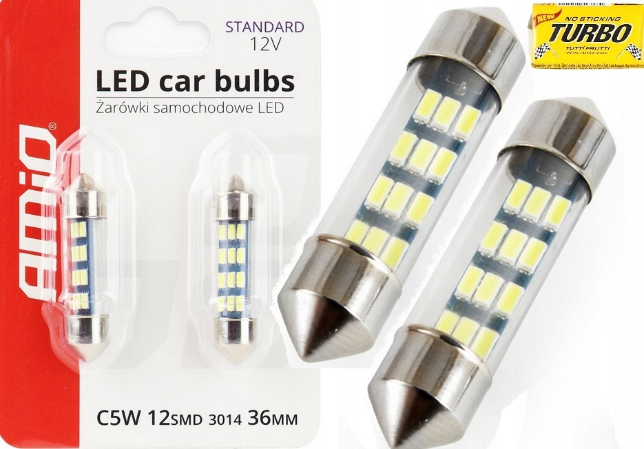 2x ŻarówkA rurki Led C5W C10W Rurkowe 36mm 12xSMD 12V 5600k do samochodu