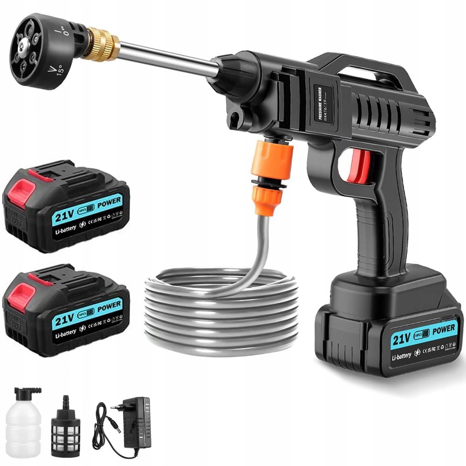 Akumulátorová tlaková myčka pro okna do zahrady Kostky 2 Aku 6v1 Hadicová tryska