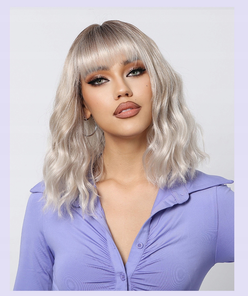 Dámská paruka Gradientu Platinové kudrnaté vlasy 35 cm s hřebínkem