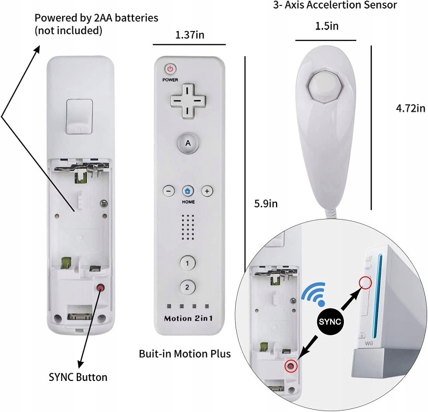 Kontroler TechKen do Wii Motion Plus Nunchuck Stan opakowania otwarte