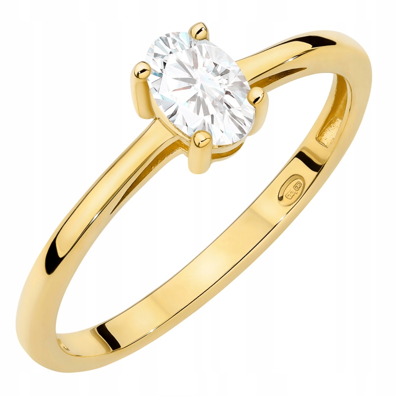 Zlatý Prstýnek Zásnubní pr. 585 s oválným diamantem 0.30ct 14k