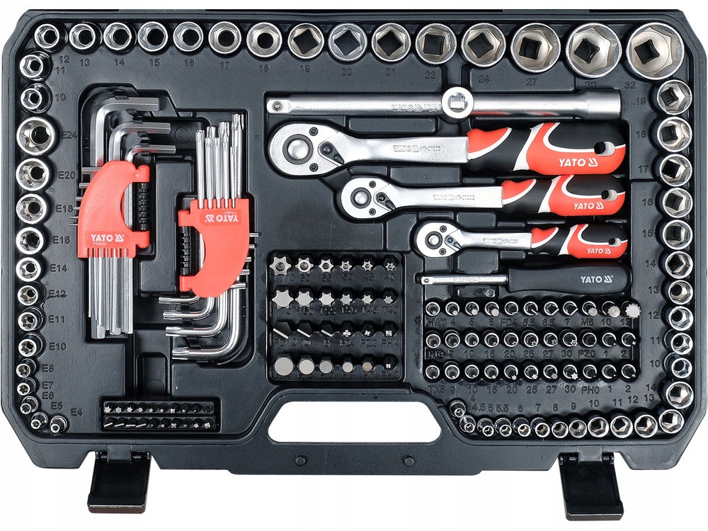 YATO ZESTAW NARZĘDZIOWY 1/4", 3/8", 1/2" KOMPLET 198 ELEMENTÓW YT-38850 Liczba elementów w zestawie 198