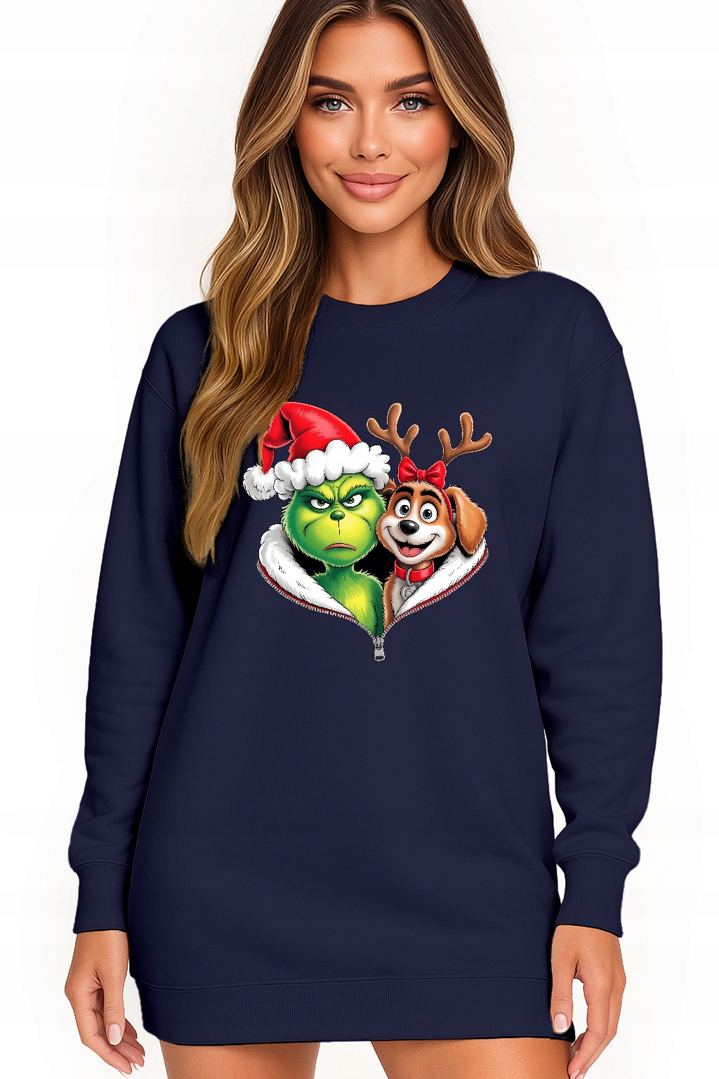 Mikina Vánoční Oversize Šaty Grinch Sob Dárek Vánoce XXL