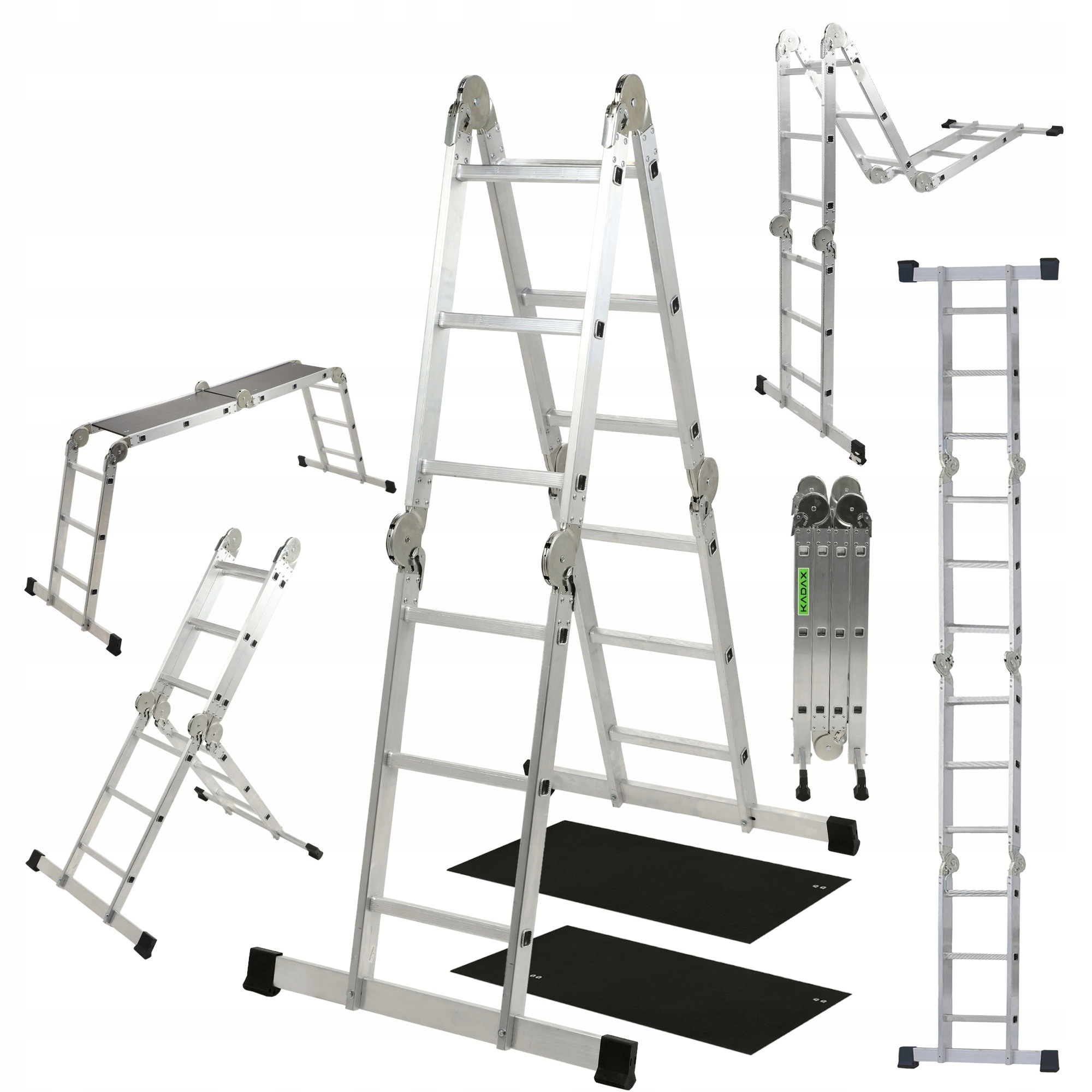 Drabina Aluminiowa Wielofunkcyjna Przegubowa 4x3 Mocna Podest 150kg
