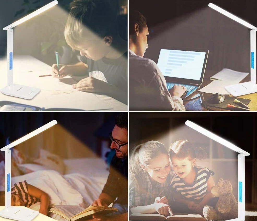 Lampka biurkowa biurko WYŚWIETLACZ LED Zegar Data 3 Barwy 5 Jasności Światł Informacje dodatkowe regulacja natężenia światła