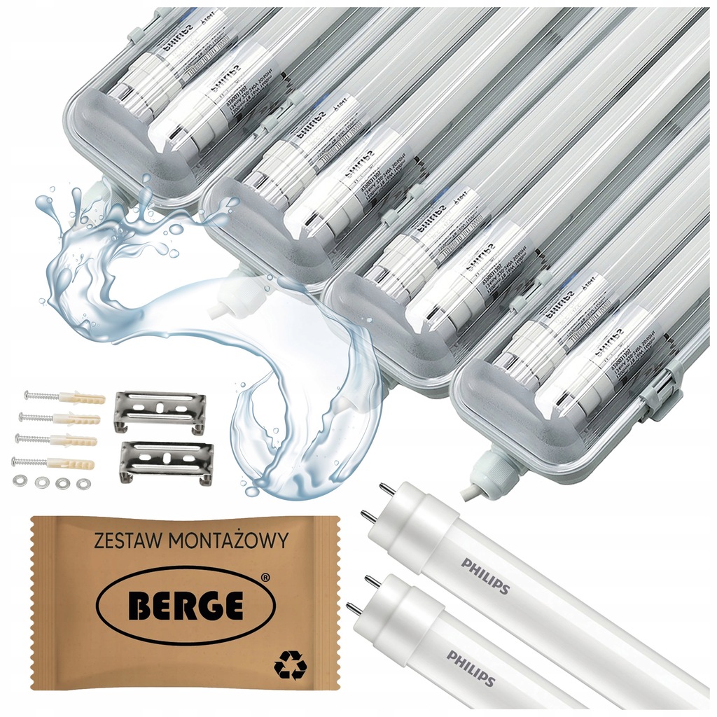 Hermetické svietidlo 2x120 cm 4x 8x Led Žiarivka 18W 1800lm Philips