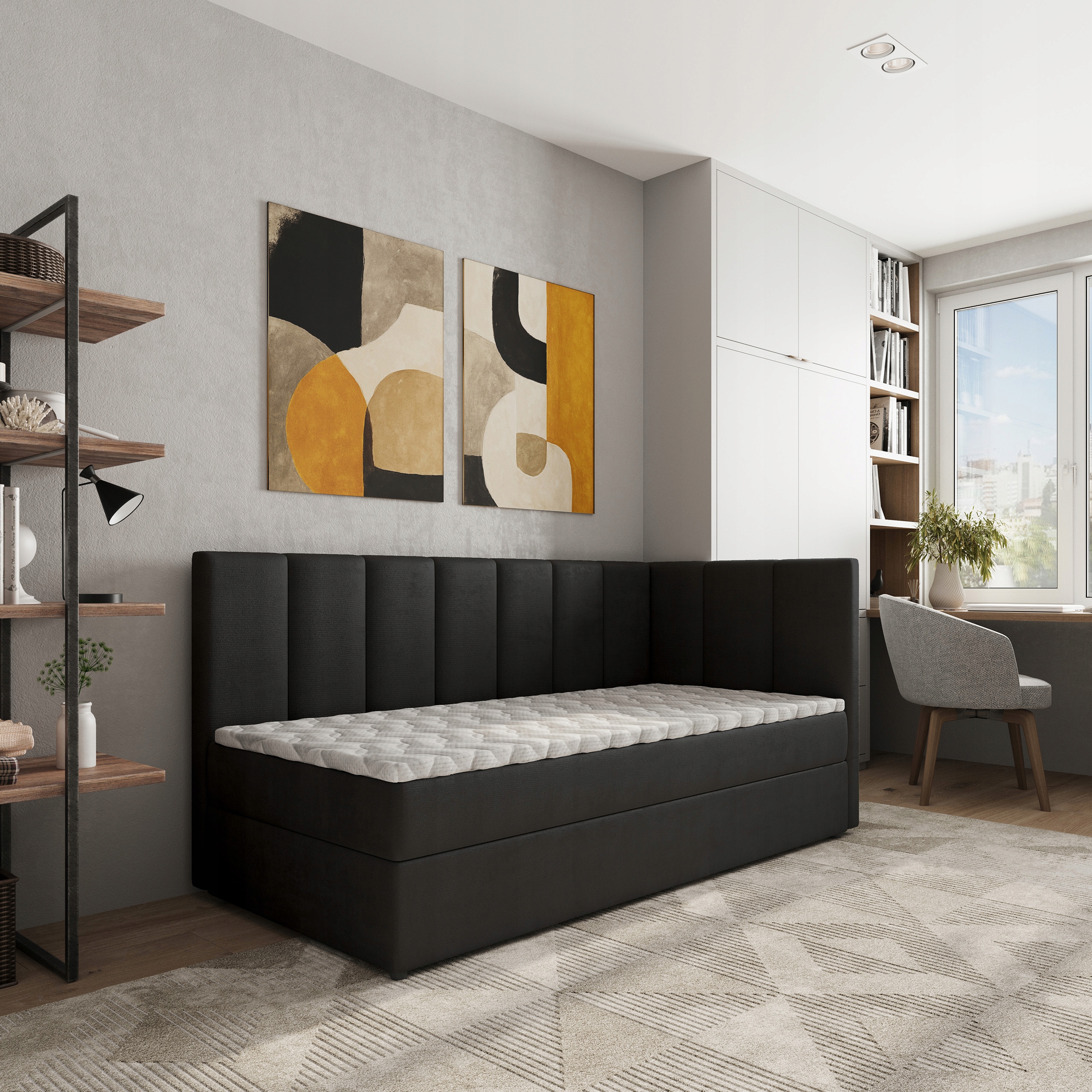 Jednolůžko Beve 100x200 cm s matrací Jednolůžkové Pro Mládež černé