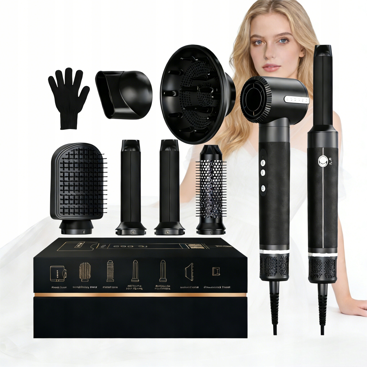 Suszarka do włosów wielofunkcyjna 7w1 z jonizacją, 1400 W,