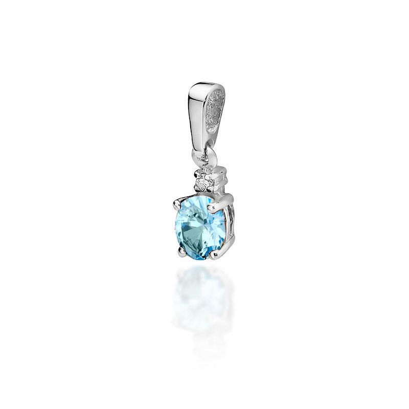 Zlatý přívěsek přívěsek s diamantem Bílé zlato 585 Topaz Brilant