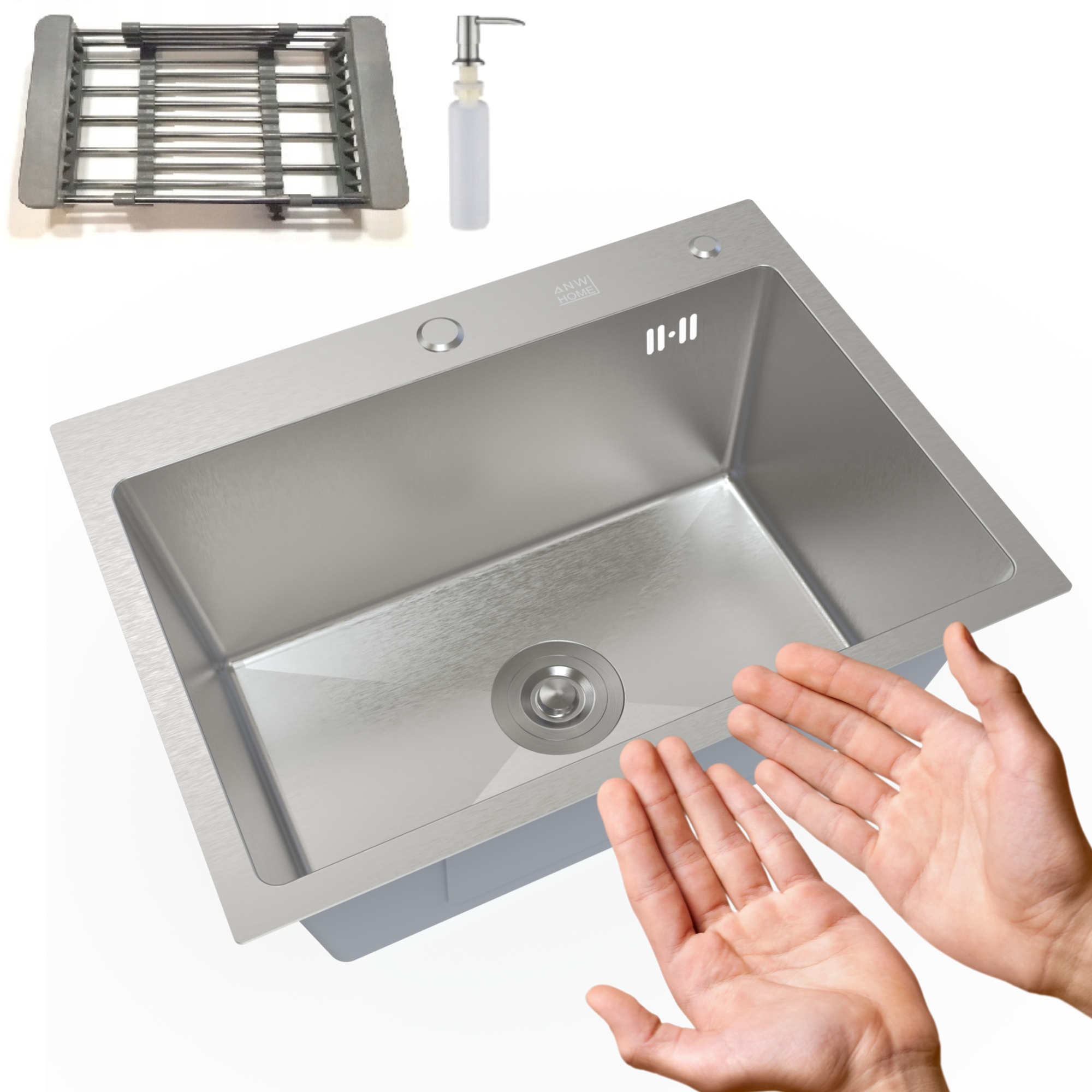 Zlewozmywak Satyna Inox 60x45 Dozownik Ociekarka Wytrzymały, Odporny