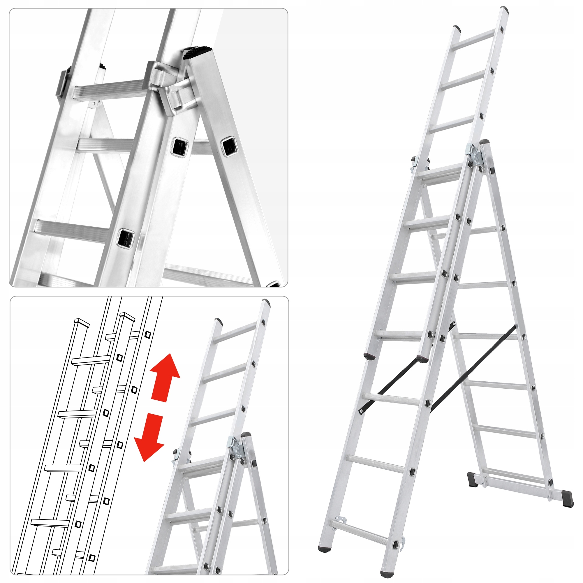 DRABINA ALUMINIOWA 3x8 DWUSTRONNA SKŁADANA Marka Kadax
