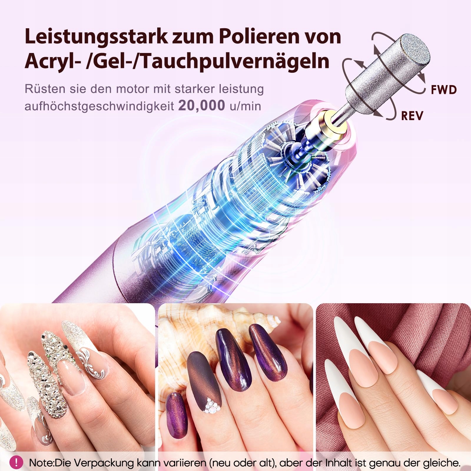 COSLUS Bezprzewodowy Zestaw Do Manicure Pedicure 11w1 Frezarka Do Paznokci — miniatura 3