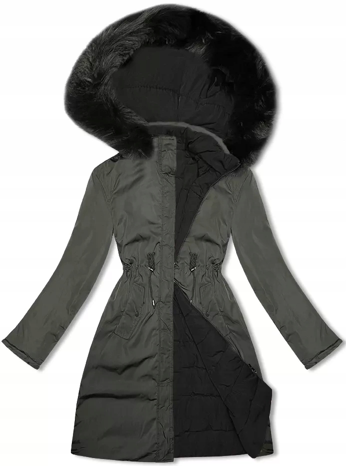 Dámská Bunda Kapuce 16M9159 Army/černá XL (42)