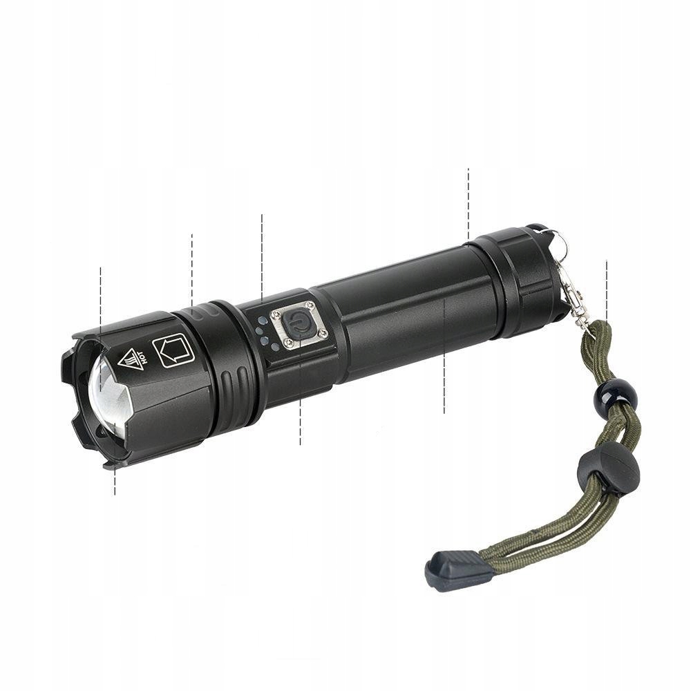 LATARKA LED TAKTYCZNA - 3000 LUMENÓW POLICYJNA WOJSKOWA WODOODPORNA Materiał aluminium