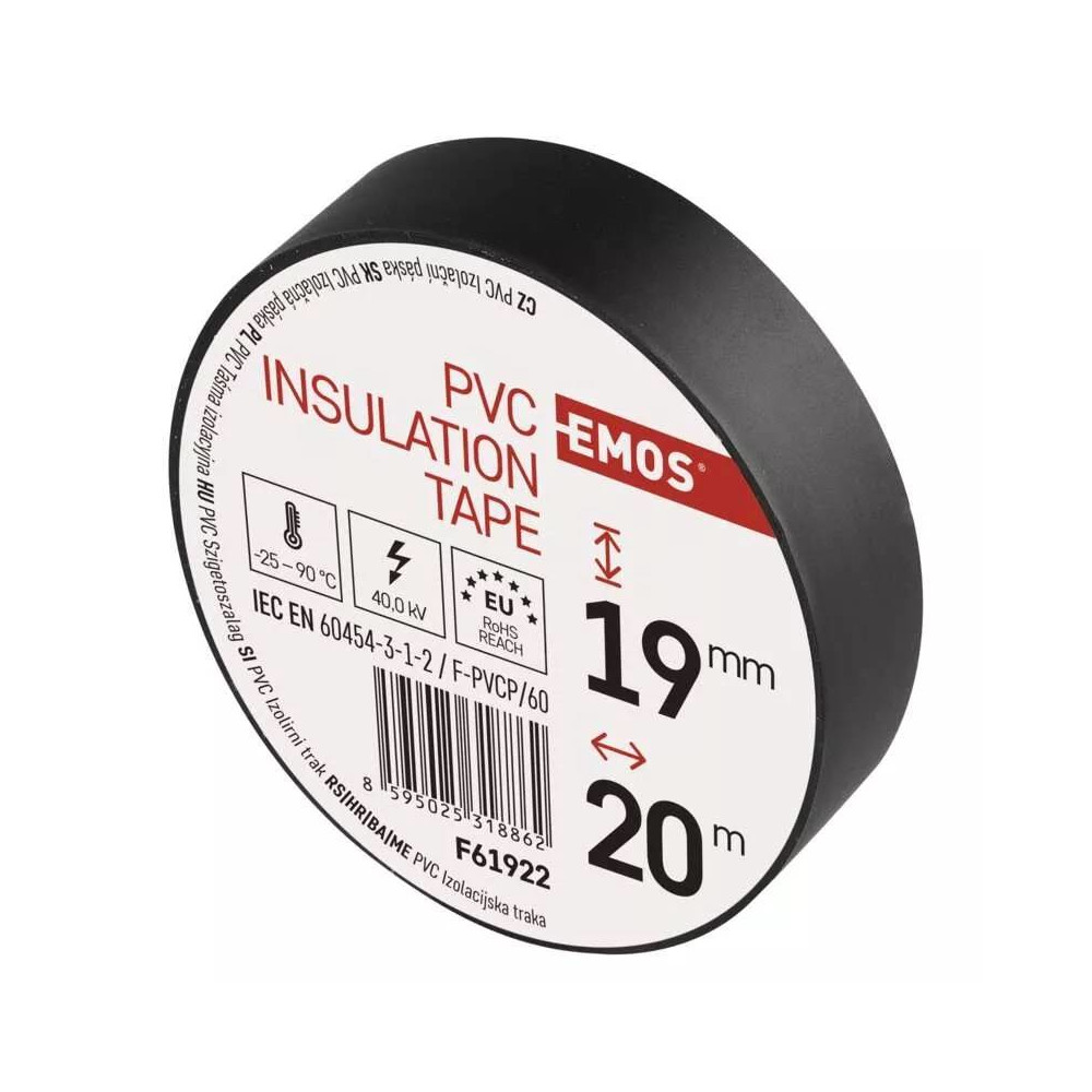 

Taśma Izolacyjna Emos Czarna 19mm x 20m F61922 Pvc