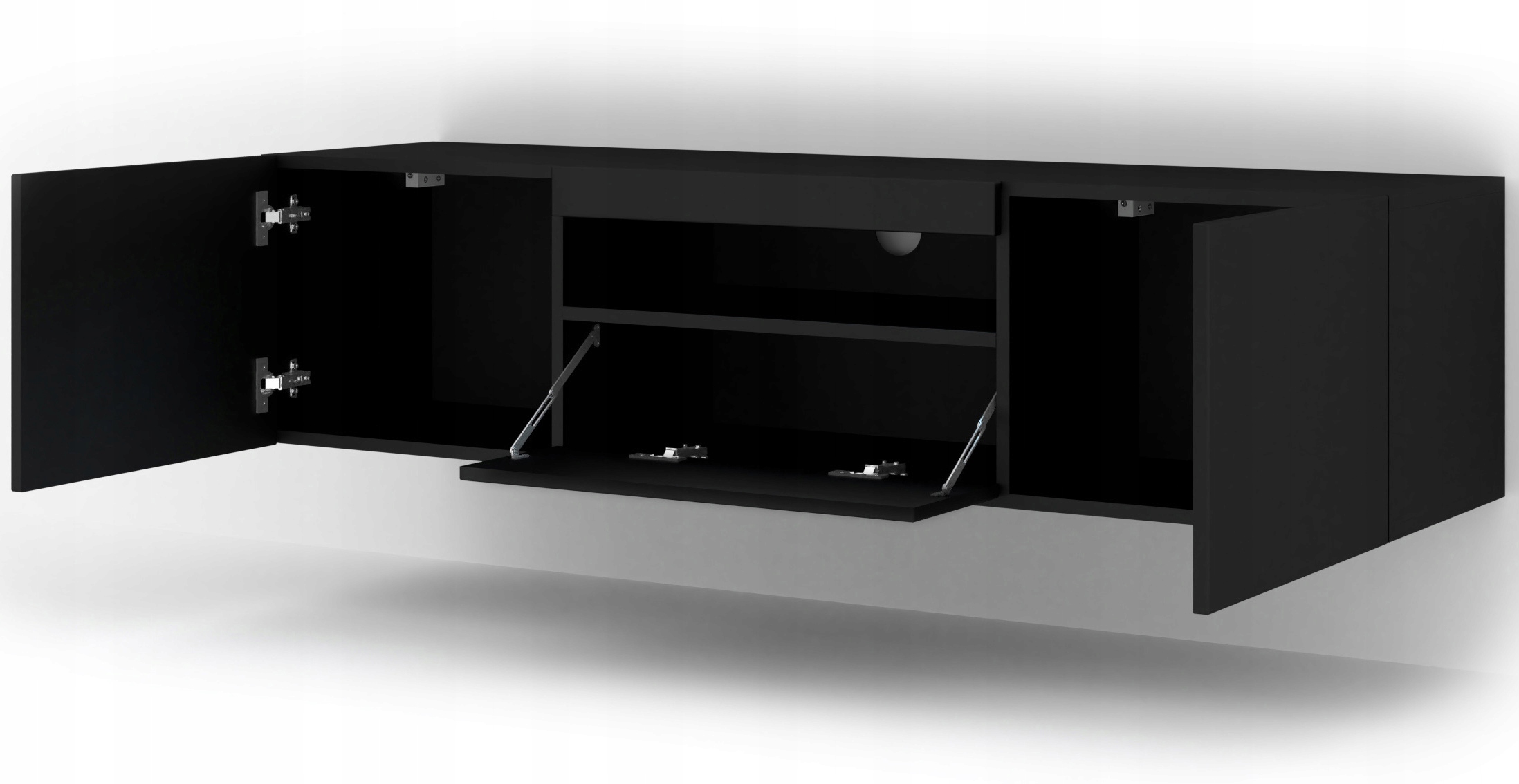 Szafka RTV AURA 150 wisząca stojąca czarny mat