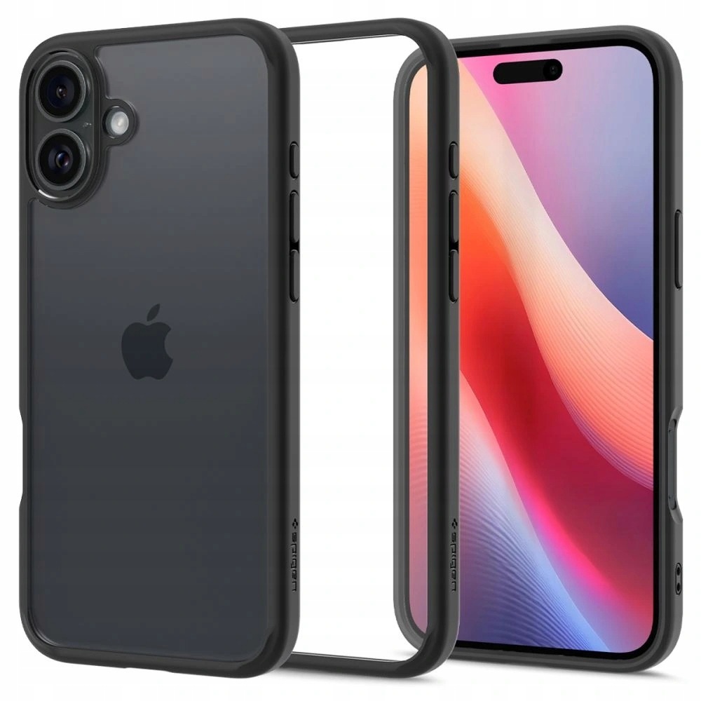 Przezroczyste etui Spigen Ultra Hybrid do iPhone'a 16 Plus matowa czerń