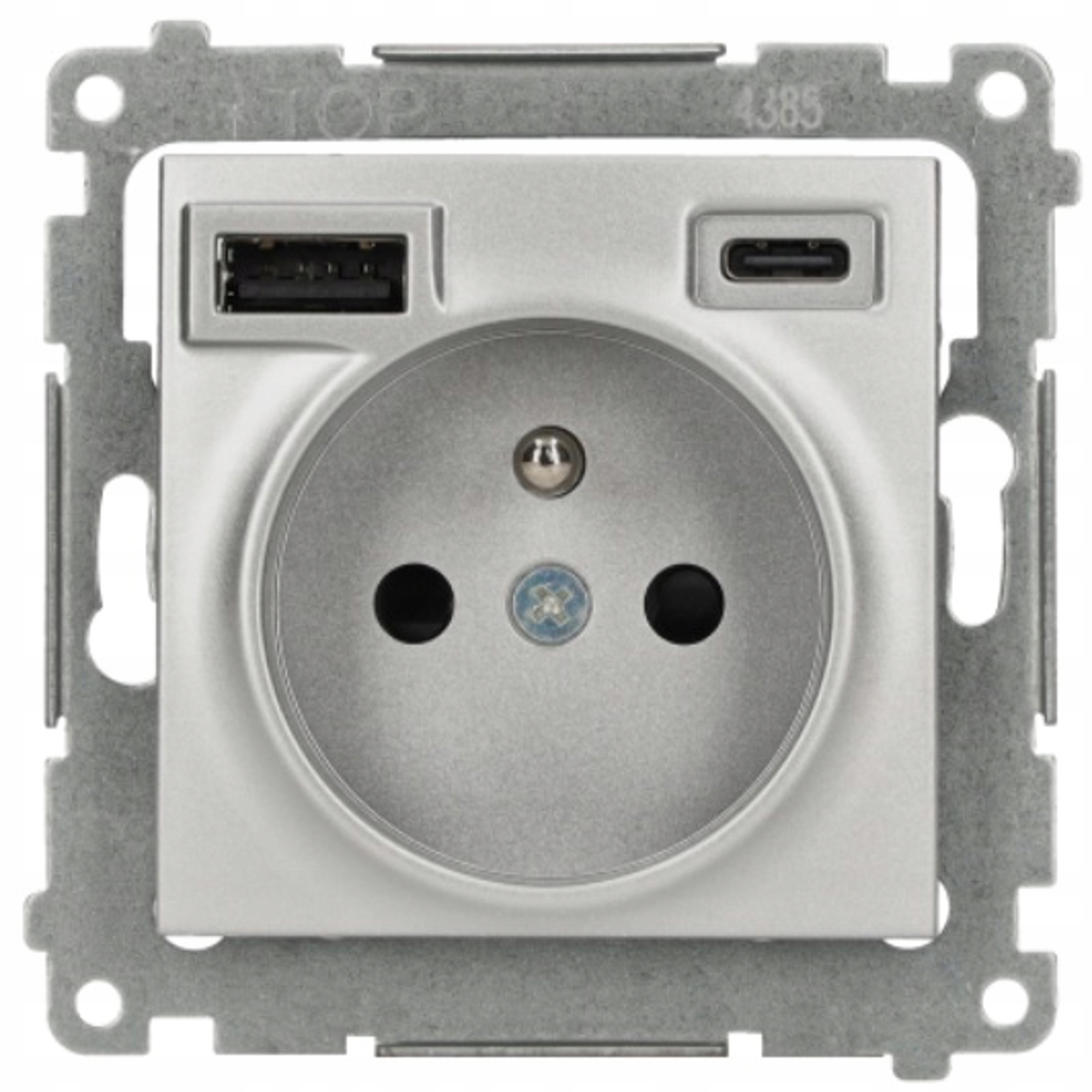 Ładowarka Usb Gniazdo Z Uziemieniem Typ A i C 2.1A Kontakt Simon 54 Srebrna