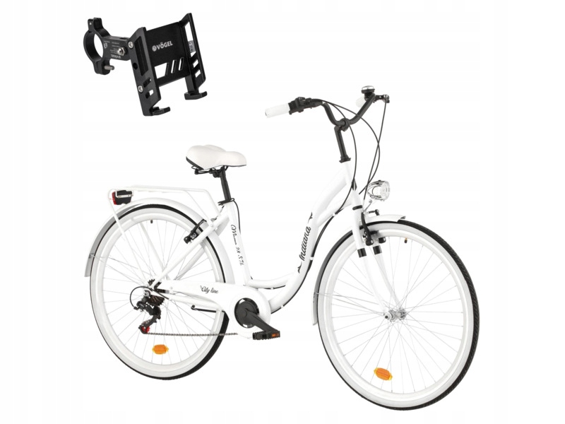 Rower miejski Indiana Moena S7B 28 cali damski Biały 2025 Uchwyt