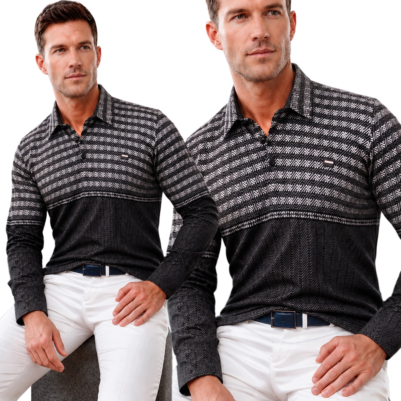 Svetr Mikina Longsleeve Polo Mikina Mondo Exclusive Casual