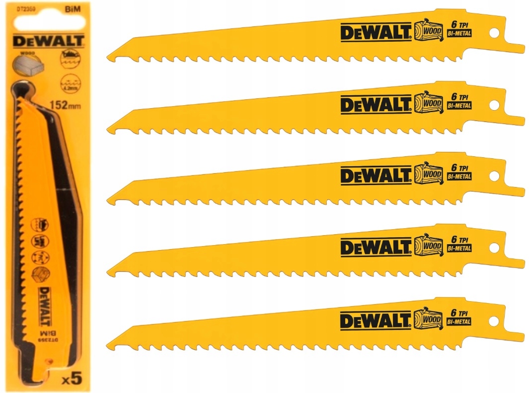 

5szt Brzeszczot Do Drewna 152mm BiM DT2359 DeWALT