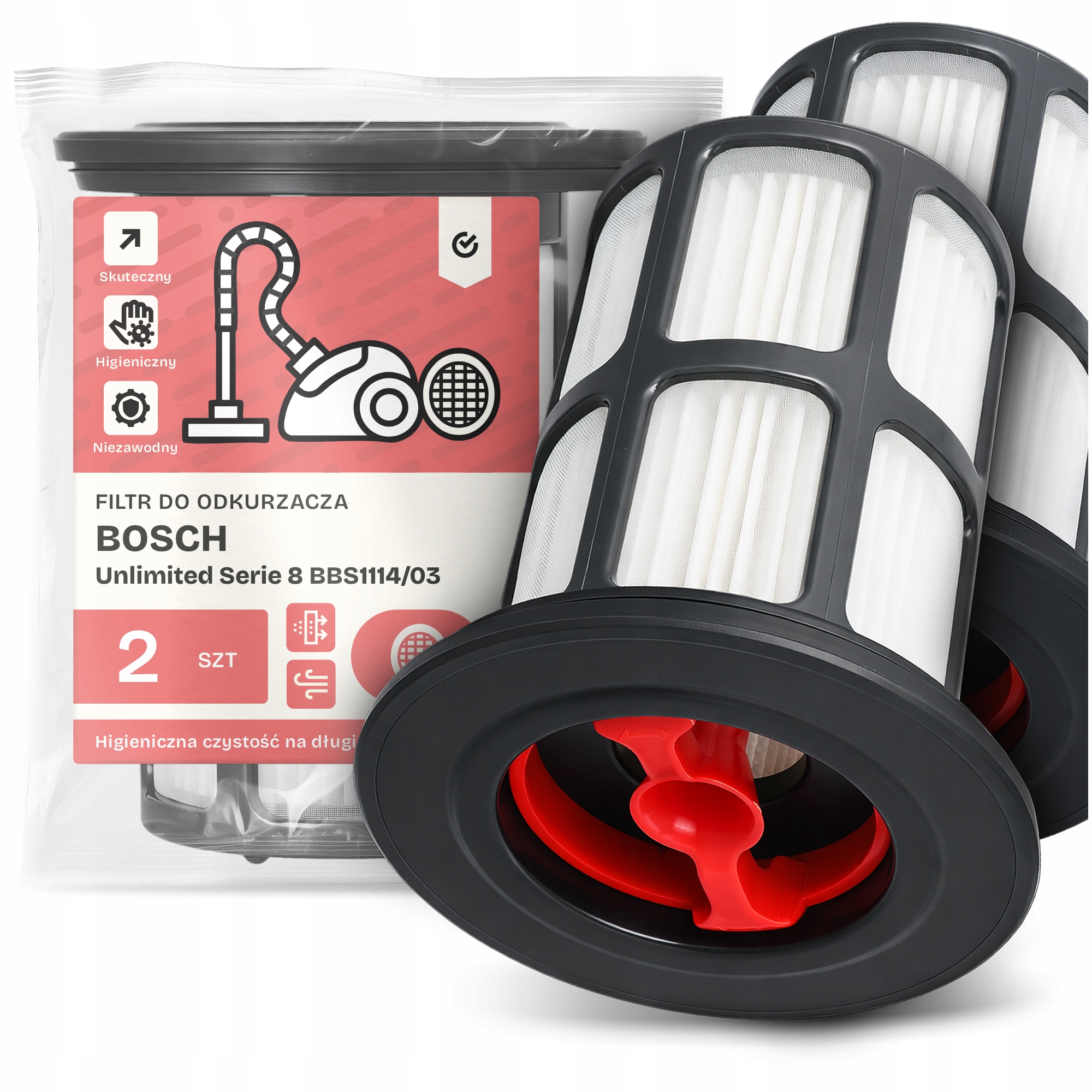 2x Filtr Pro Vysavač Bosch Unlimited Serie 8 BBS1114/03 Hepa Filtry Em-w