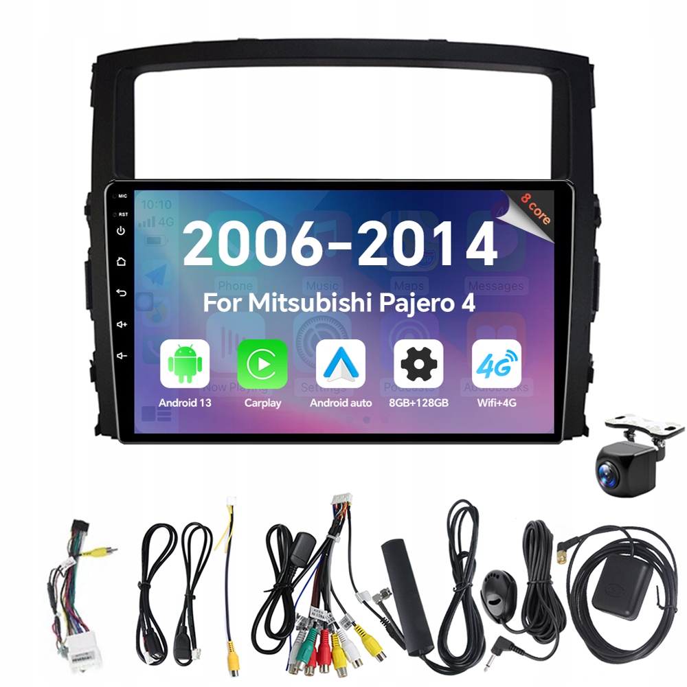 Autorádio Eunavi 2Din s Androidem 13 pro Mitsubishi Pajero 4 V80 V90 2006-2014