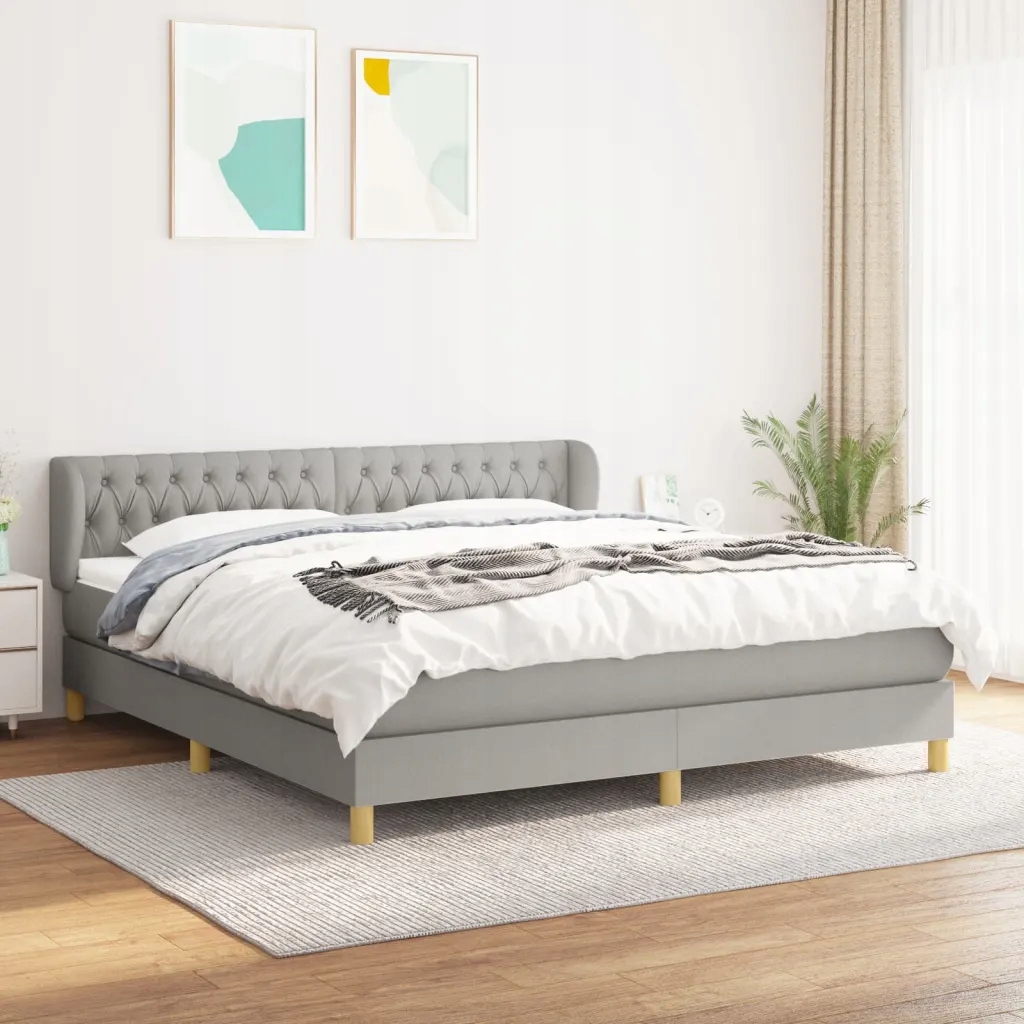 Box spring postel s matrací světle šedá 180 x 200 cm textil Šedá 3130529