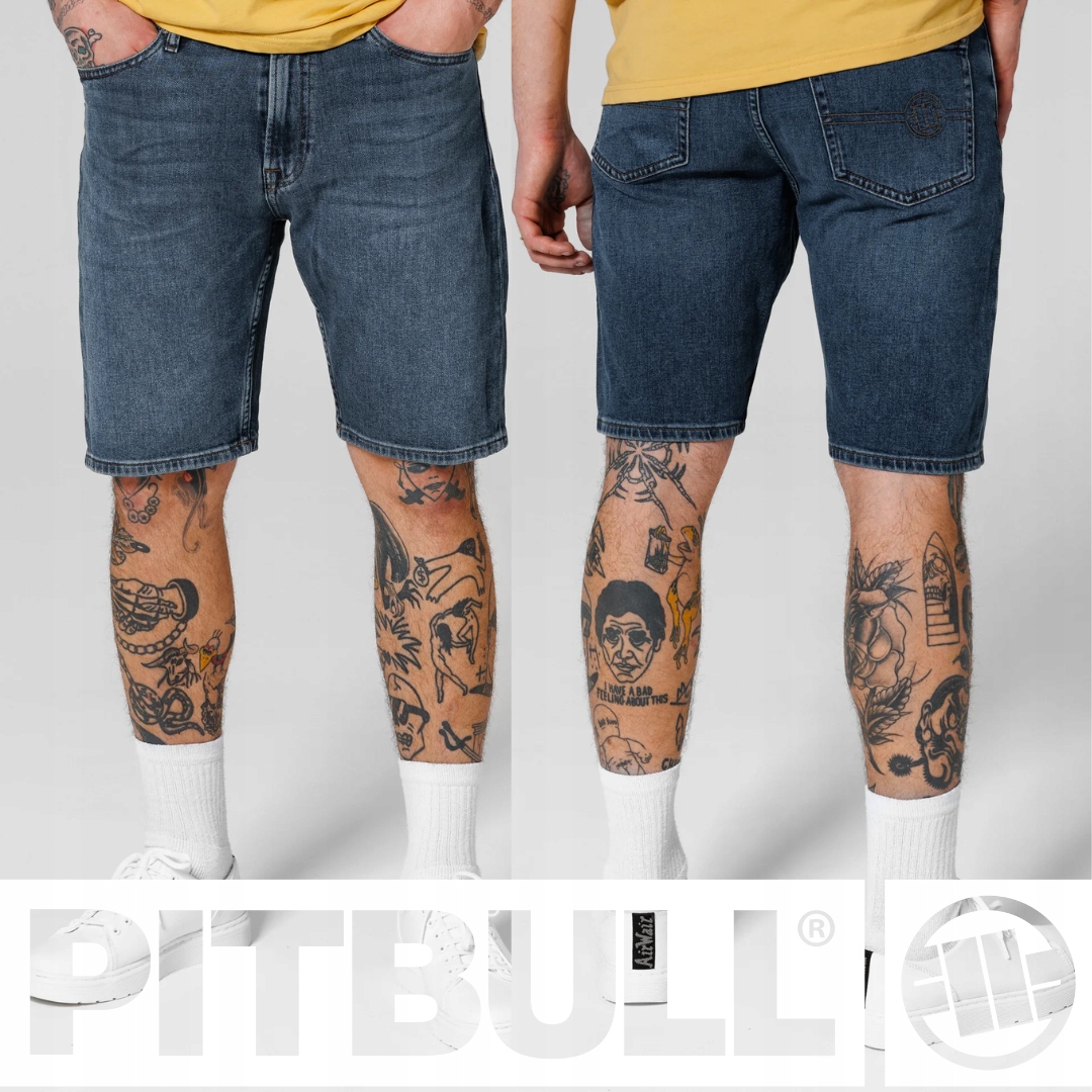 Pitbull West Coast Džínové Šortky Highlander Medium Wash Velikost 32