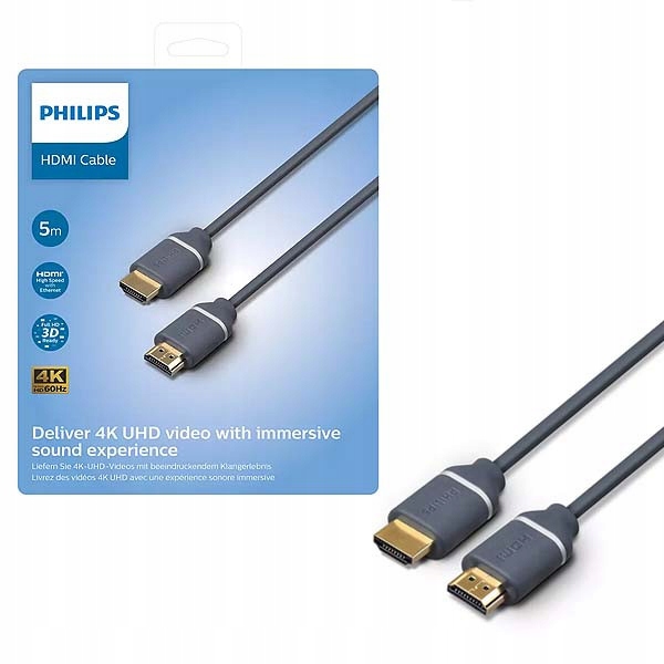Kabel Philips 4K 60Hz Ultra Hd 5M Hdmi Hdmi 1,5 m SWV5650G 18 Gb/s