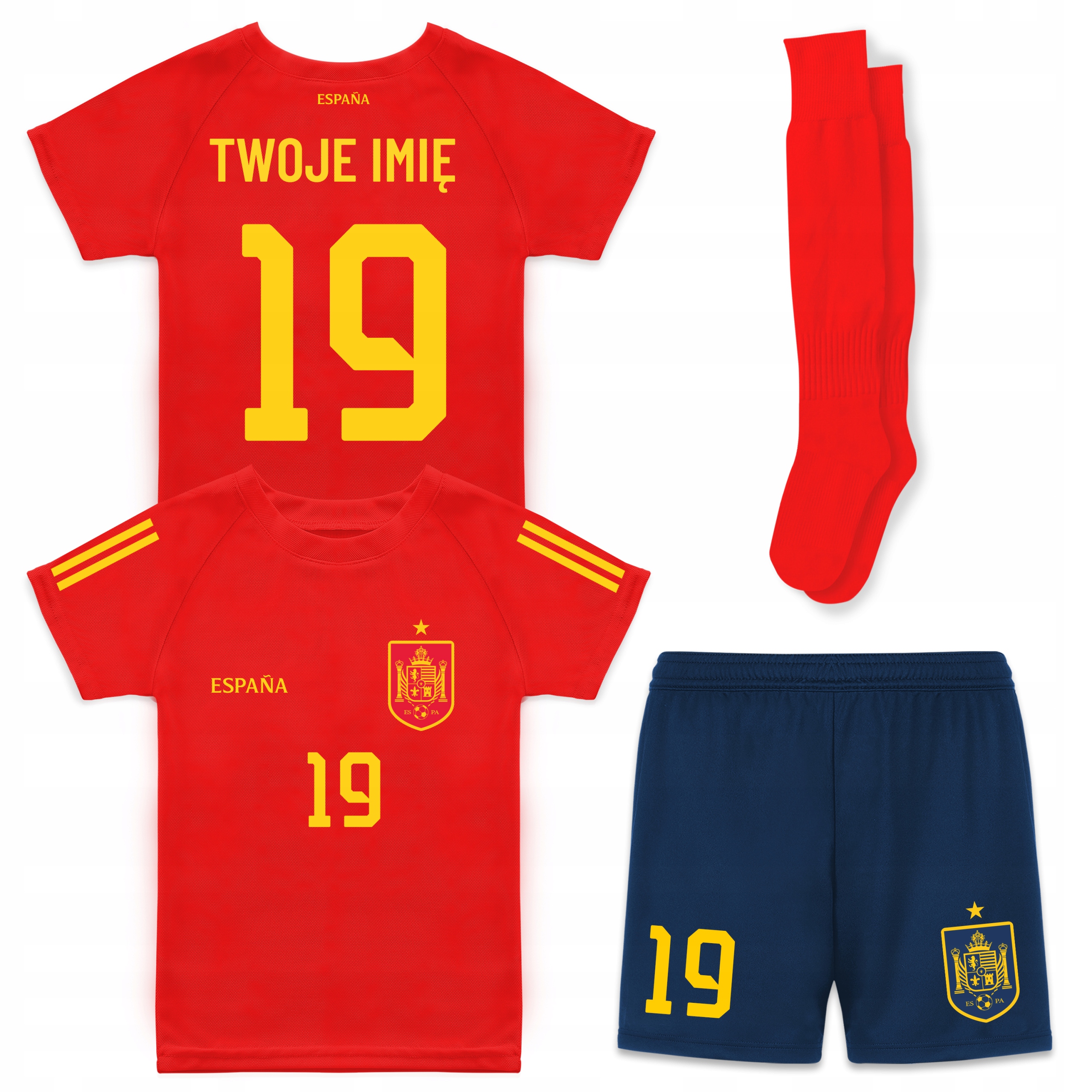 Fotbalový komplet pro děti Španělsko s vlastním jménem a číslem