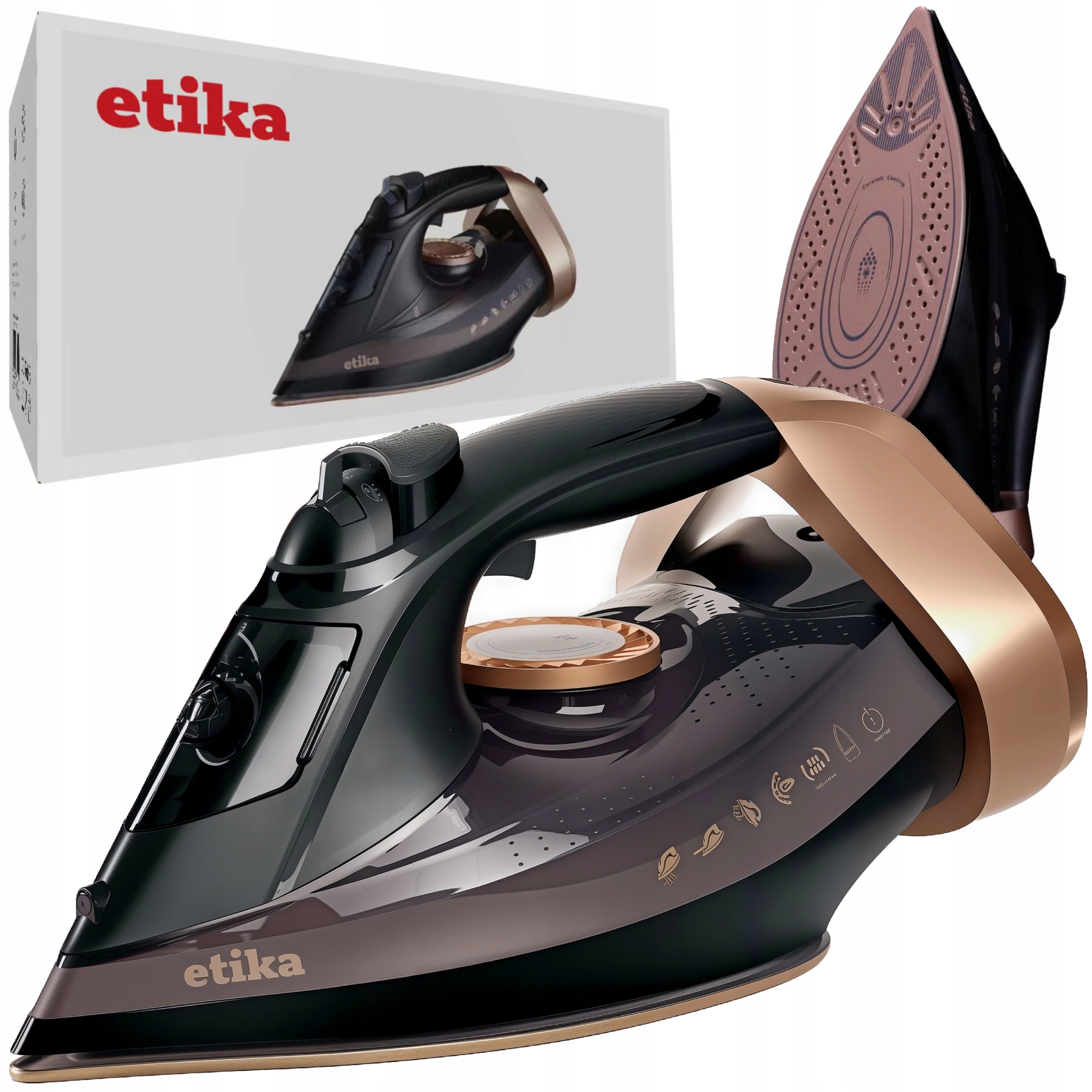 Żelazko Parowe Ceramiczne 3200W Mocne Ręczne Anti-drip Anti-calc Strażak