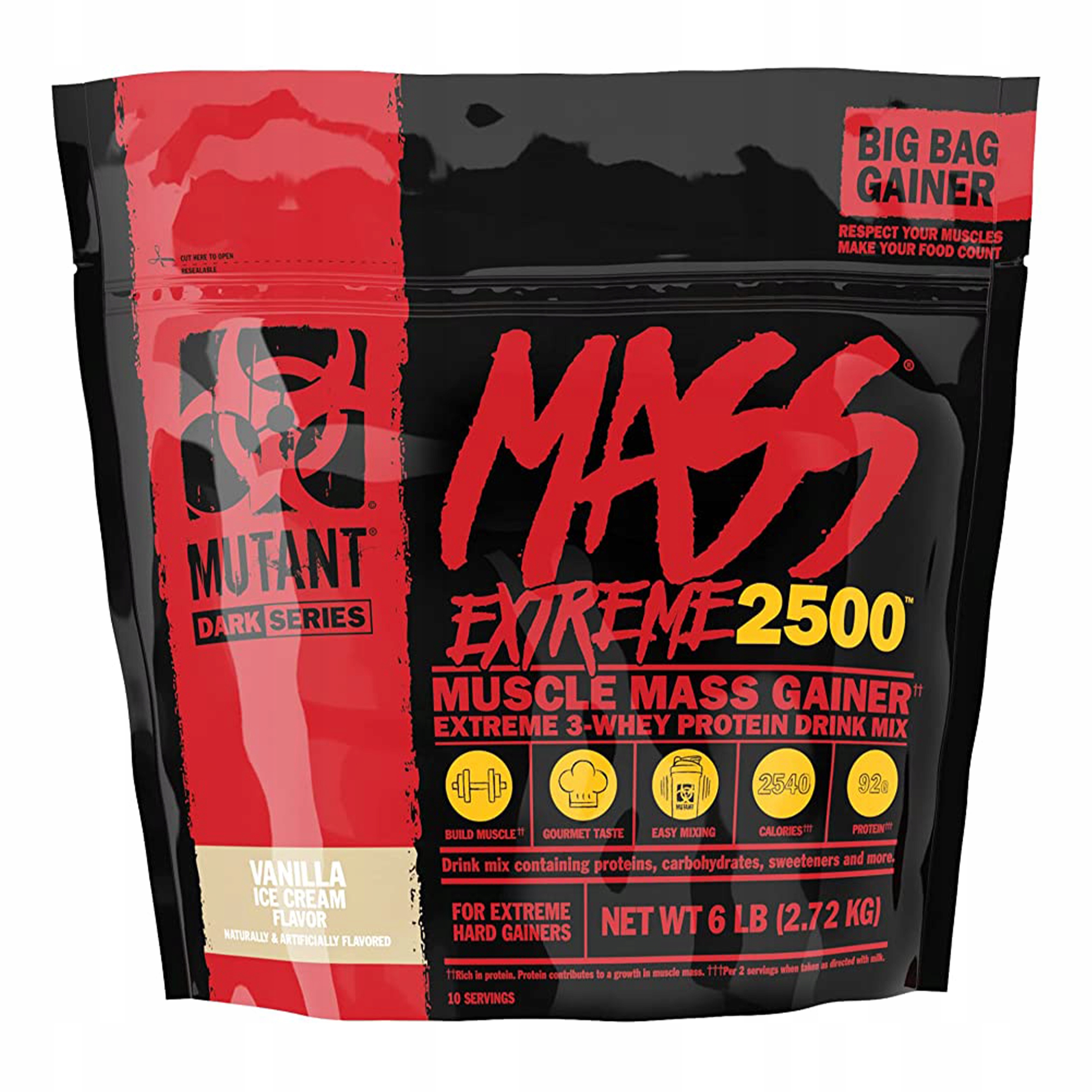 Gainery Mutant Mass Extreme 2500 Gainer, příchuť vanilka 2720 g