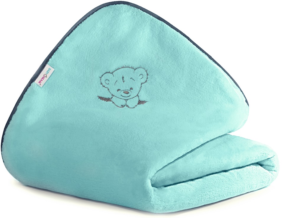 KOCYK POLAROWY NIEMOWLĘCY 75x100 cm BABYMAM MIĘKKI I CIEPŁY PLUSZOWY HAFT