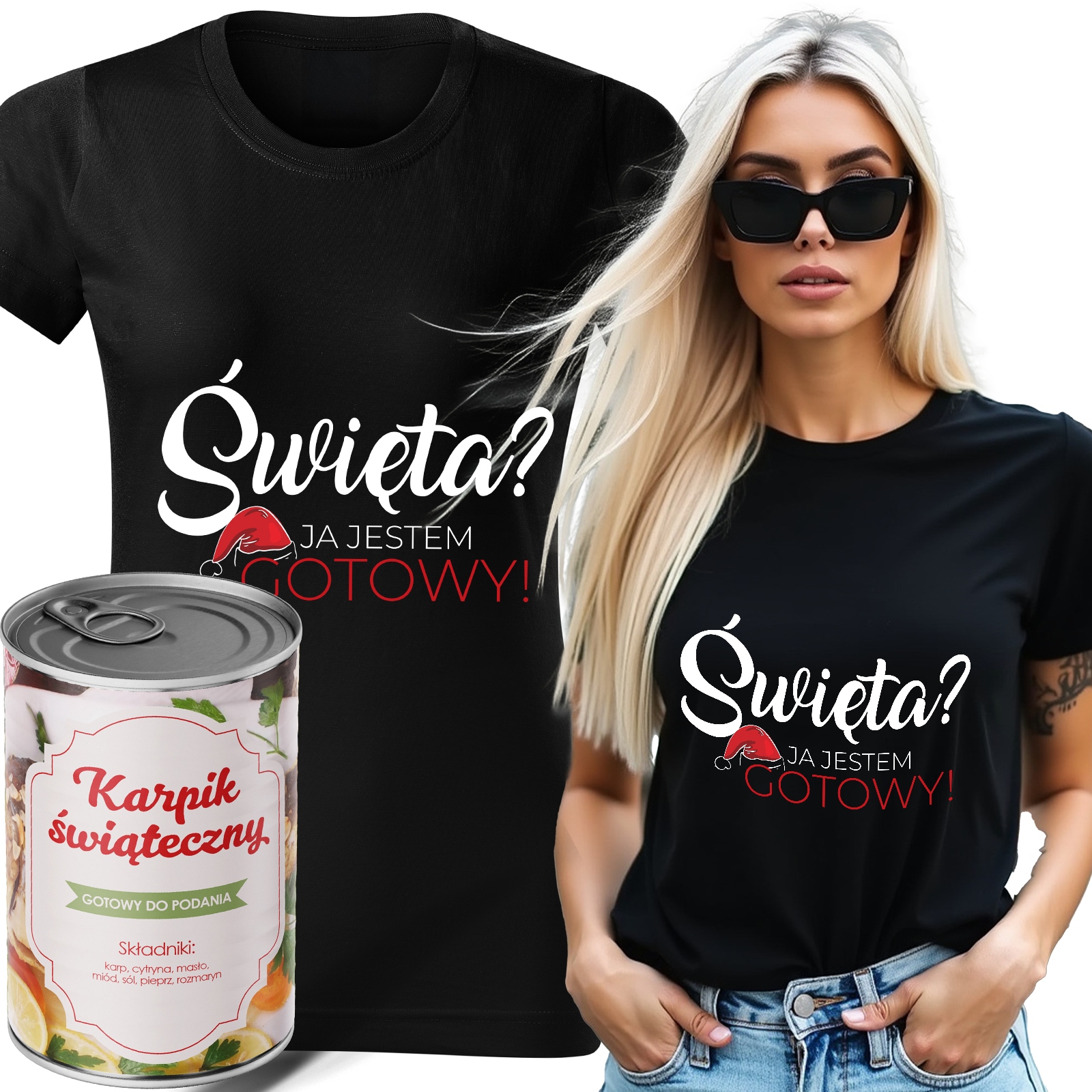 Tričko V Plechovce Karpik Černá Dámská Dárek K Vánocům Jsem Připraven M
