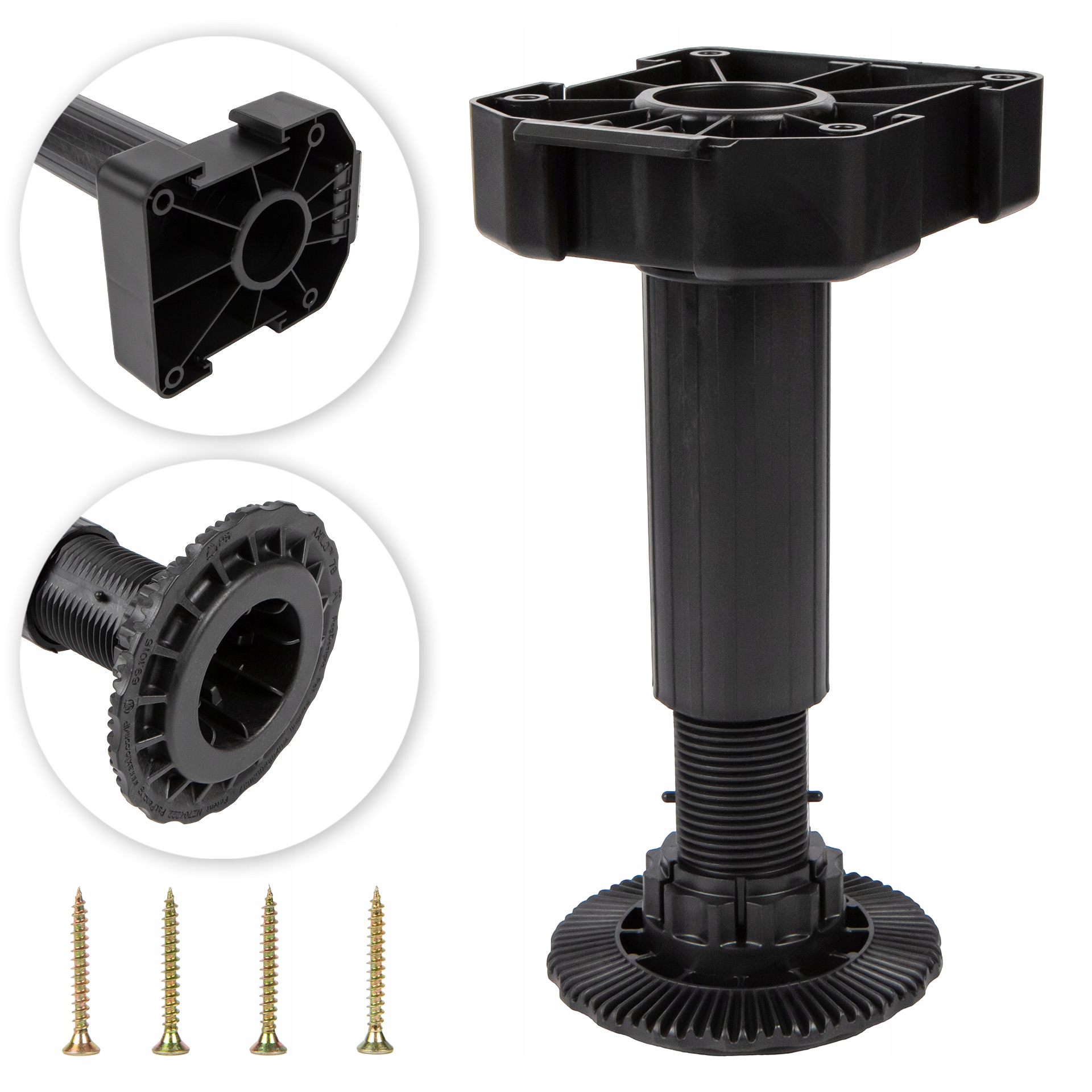 Nábytková noha Axilo Hafele H-150 (140-175 mm) s upevňovacou hlavou, skrutky 50 ks