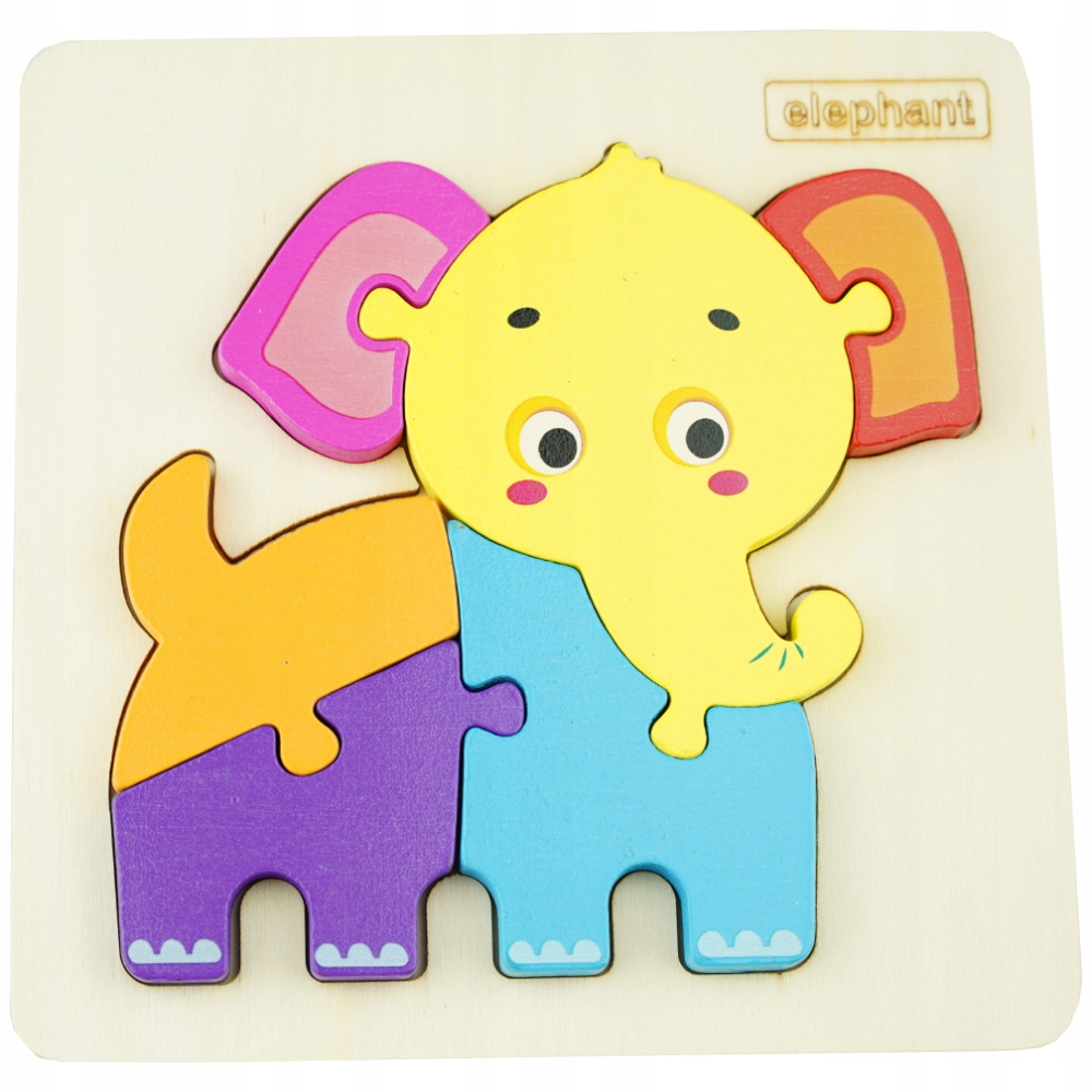 Puzzle drewniane układanka kolorowa Słoń Bohater / Bajka brak
