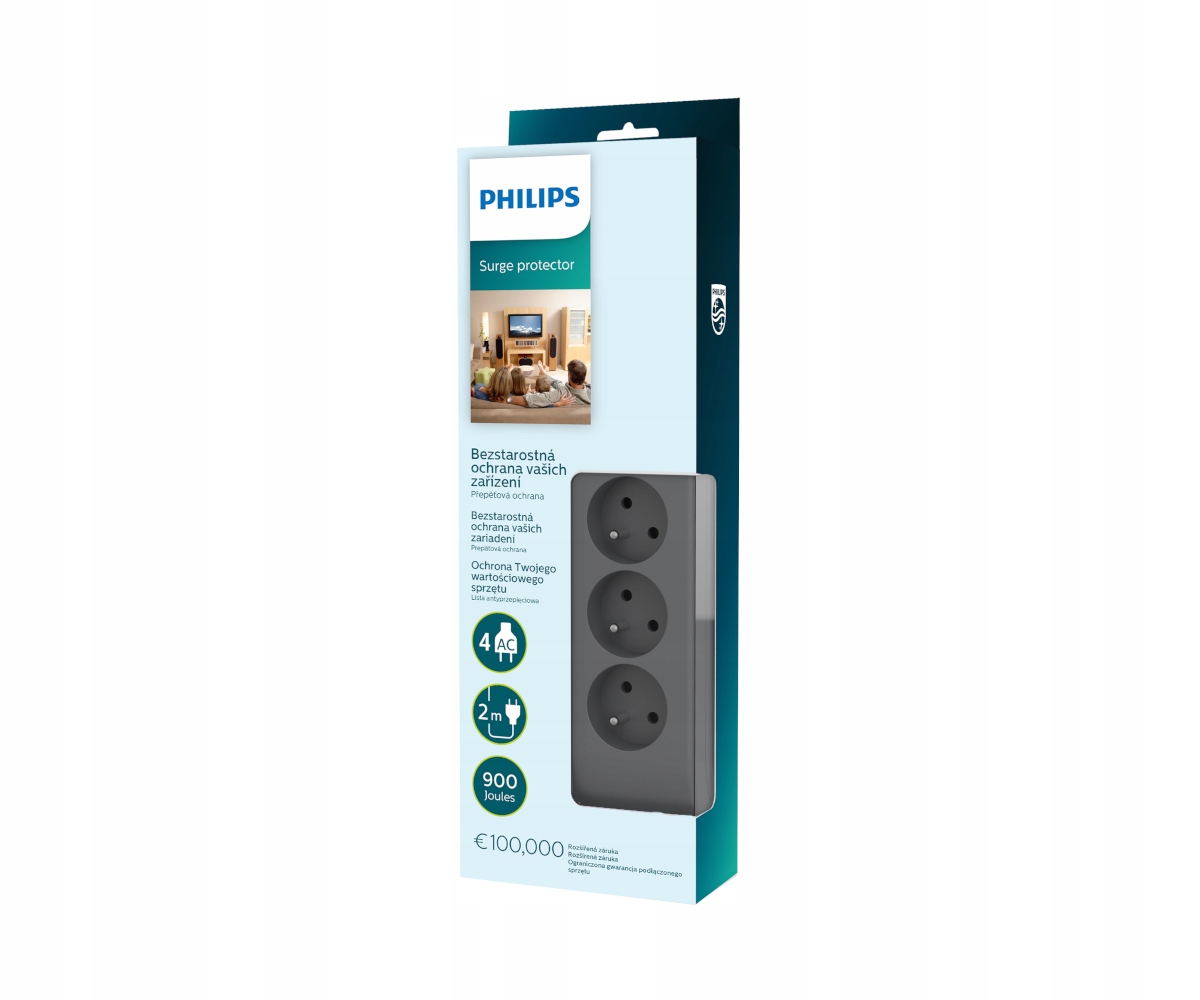 

Listwa zasilająca Philips 2m 4 gniazda 230V szara