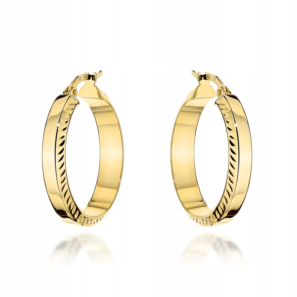 Zlaté Náušnice Kolečka 585 Široká kolečka 2.8g jako Dárek bez kamenů 14kt