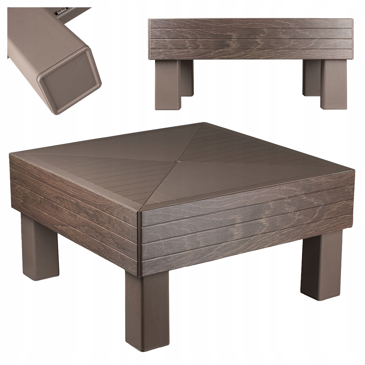 Stolik Kawowy Ogrodowy Stół Na Balkon Taras Keter Drewno Effect Brąz