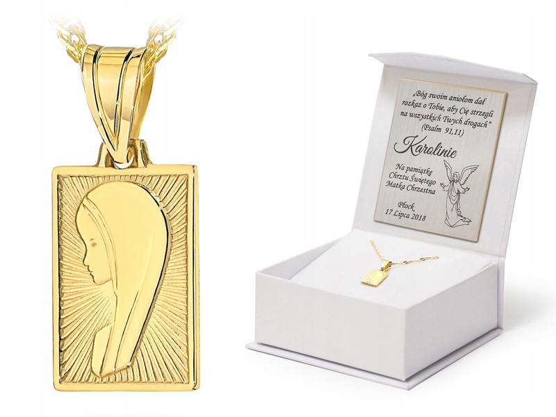 Stříbrný Náhrdelník Singapur 55 cm pr 925 Obdélníkový medailon Madony Gravírování