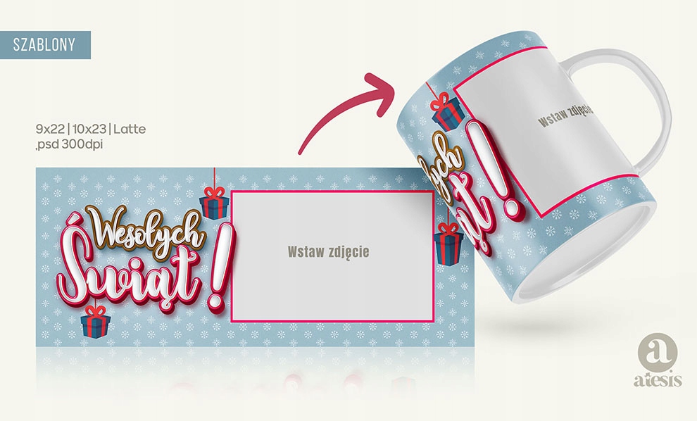 Szablony na kubki projekt Psd sublimacja święta Materiał inny materiał