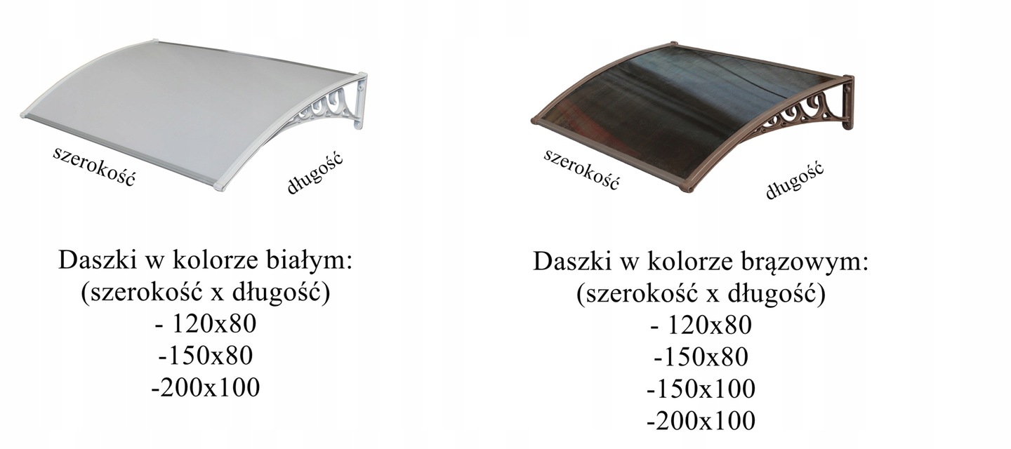 DASZEK NAD DRZWI ZADASZENIE 120x80 BRĄZ POLIWĘGLAN Materiał poliwęglan