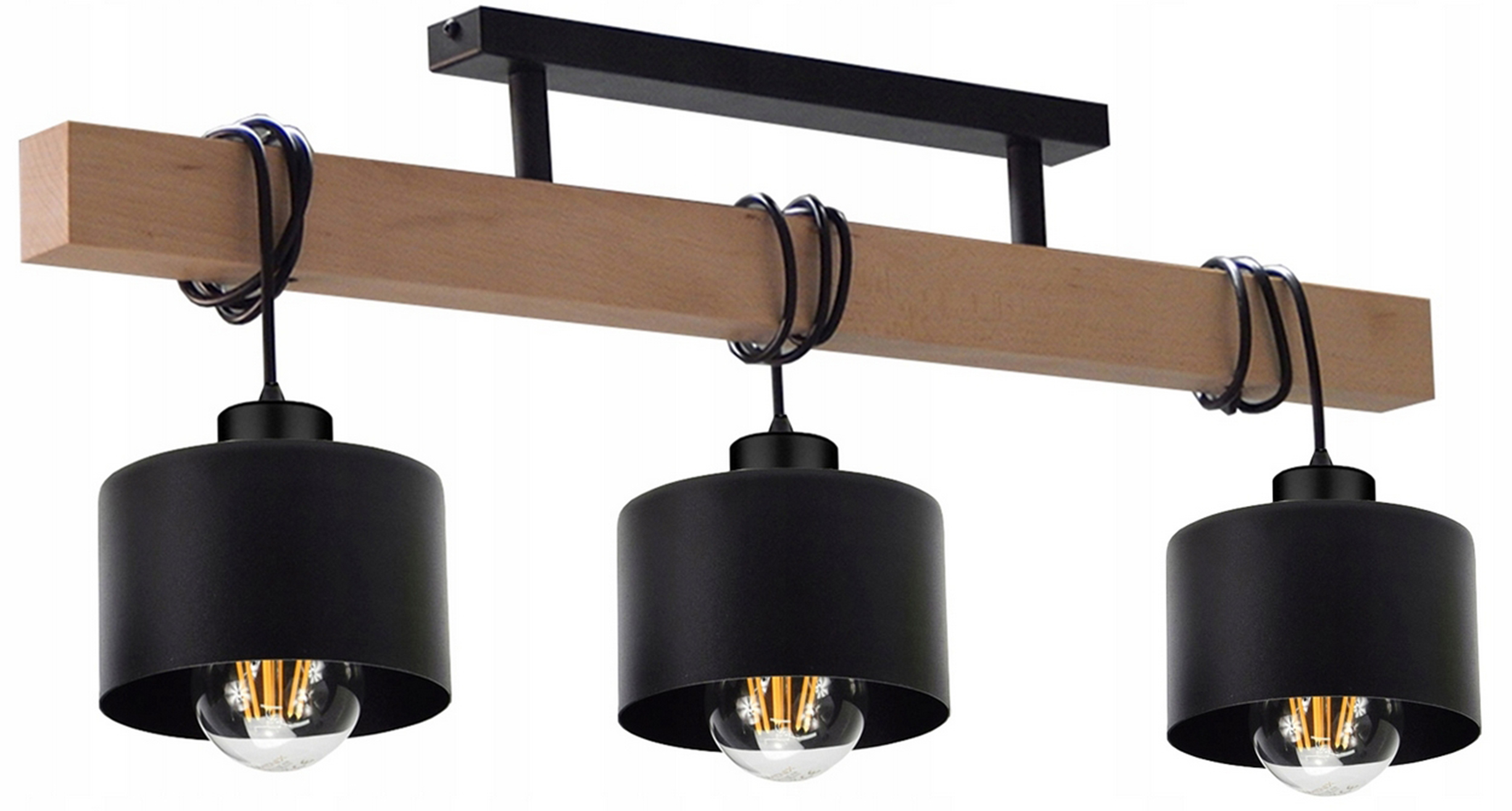 Lampa Nad Stół Drewniana Wisząca Sufitowa Plafon Led E27 Do Pokoju Salonu