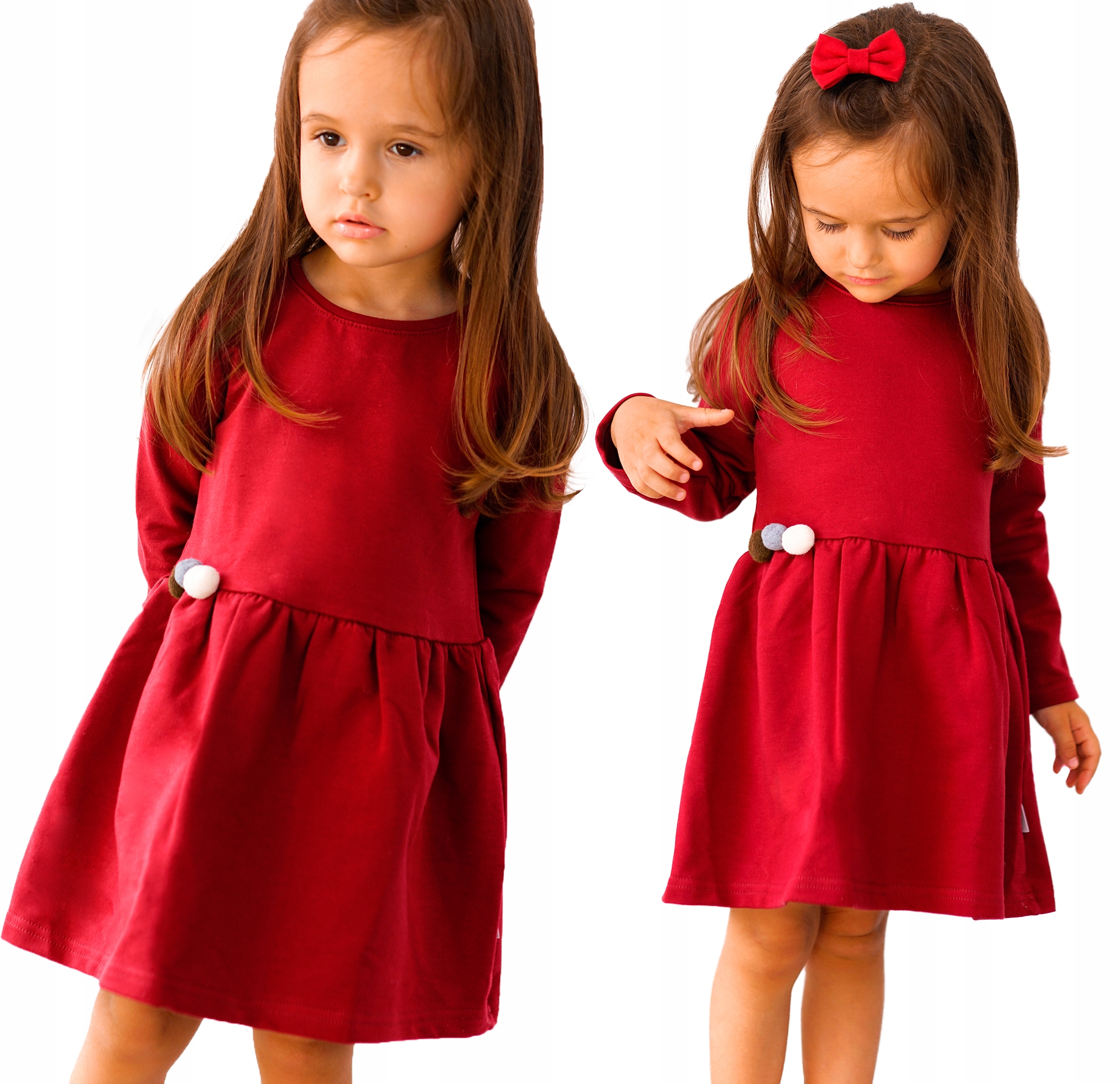 Платье BRILLIANT с помпонами разм 104 БОРДОВЫЙ