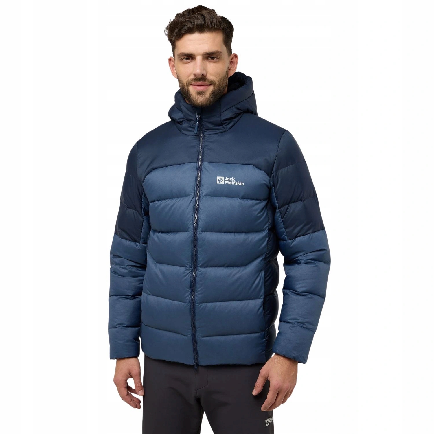 Pánská péřová bunda Jack Wolfskin Neberhorn s kapucí, modrá, velikost vel.