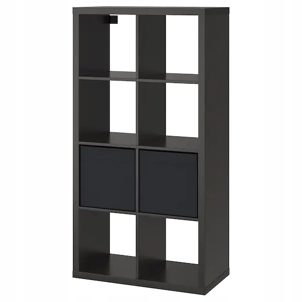 Ikea Kallax Regál/2 vložky, černá barva 77x147 cm