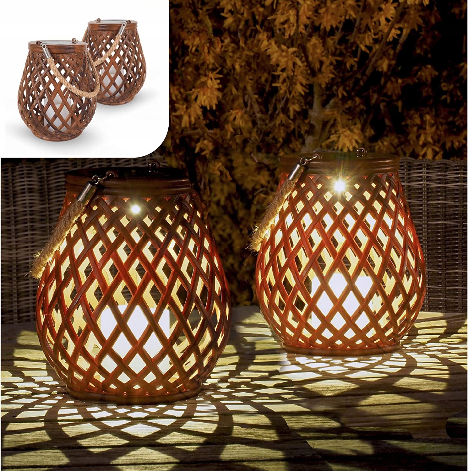 Gadgy Solární Lampa Zahradní Lampa Ratan 2 ks